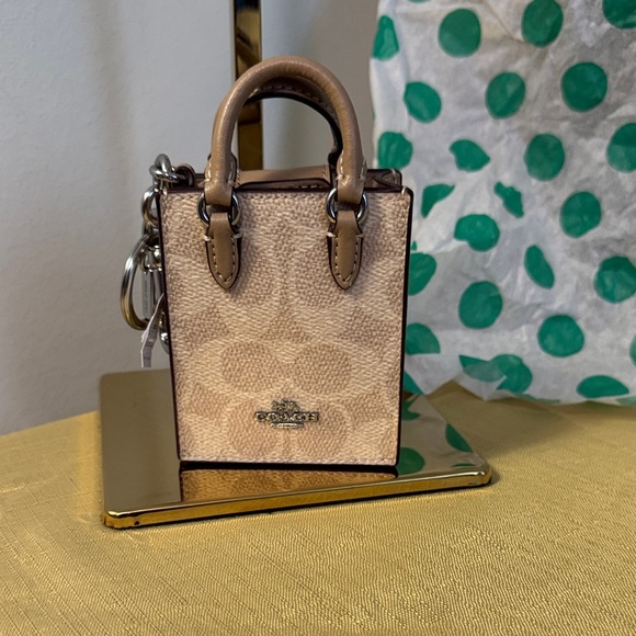 Coach Beige Mini Bag Charm - Picture 1 of 8